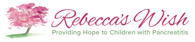 Rebecca's Wish logo of a soft pink cherry tree and name.
